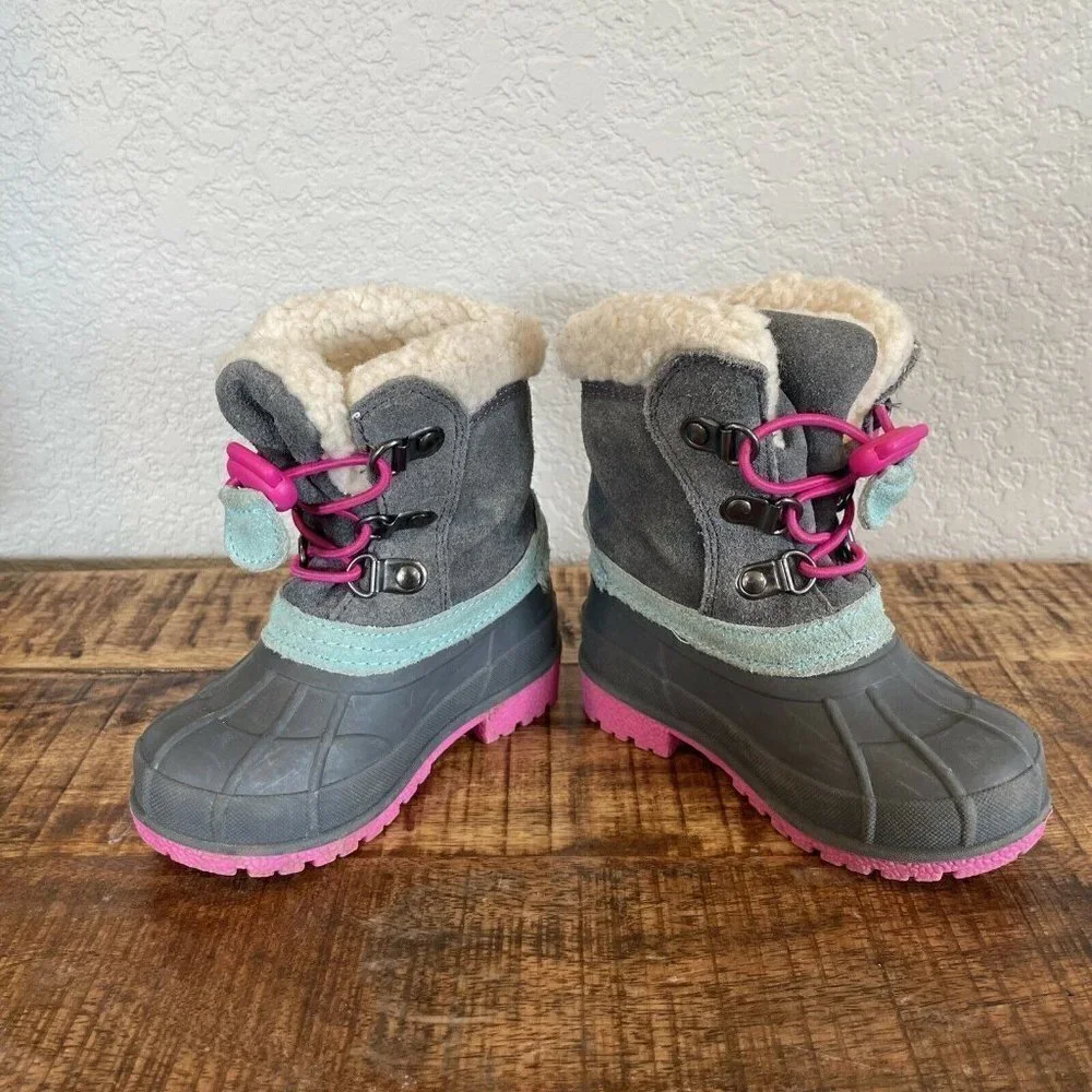 Cat & Jack Gray Letha Snow Boots Thermolite Genuine Suede 5/6